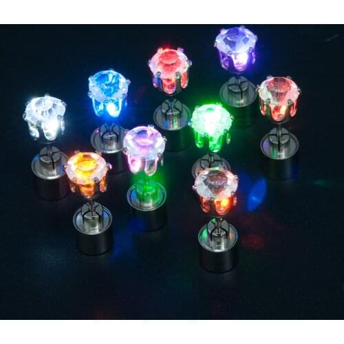 1Pc Light Up LED Bling Ear Stud Earrings Korean of Flash Zircon Ear Earrings Accessories for Party Women christmas earrings