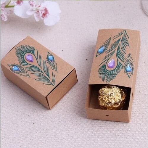 10PCS Jeweled Pea-cock Favor Boxes Bridal Shower Favors Wedding Candy Box Chocolate Boxes Baby Birthday Party Supplies