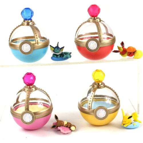10cm 4pcs/Lot Pokemon Dreaming Case Sleeping Eevee Vaporeon Jolteon Flareon Mini PVC Figures Model Toy Anime Cartoon Doll