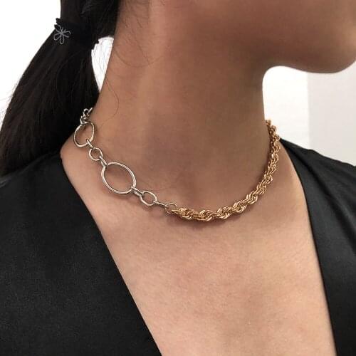 2021 ZA Gold Sliver Snake Chain Choker Necklace Hip Hop INS Fashion Statement Punk Chunky Collar Metal Necklaces Jewelry