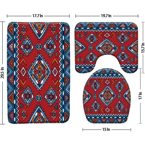 European Retro Bohemia Style Bath Mat 3pcs Set Floor Mat Door Mats Bathroom Rug Carpet Anti Slip Toilet Cover Bathroom Products