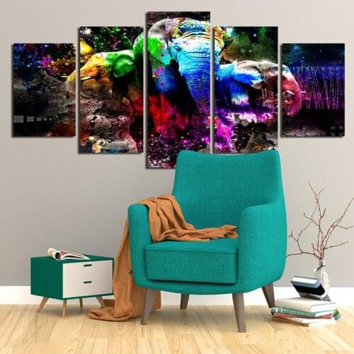 5 Pieces Abstract Modern Wall Art Canvas Painting Animal & Kiss & Beauty Posters and Prints Home Decoration Living Room Bedroom
