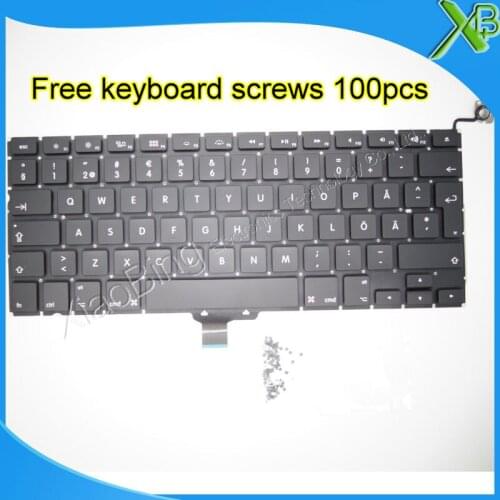 5PCS---Brand New For MacBook Pro 13.3" A1278 SE Sweden Swedish keyboard+100pcs keyboard screws 2008-2012 Years