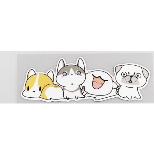 Car Styling Vinyl Decals Lovely Dog Corgi Husky Cat Motorcycle Bike Decorate Stickers 180x60mm