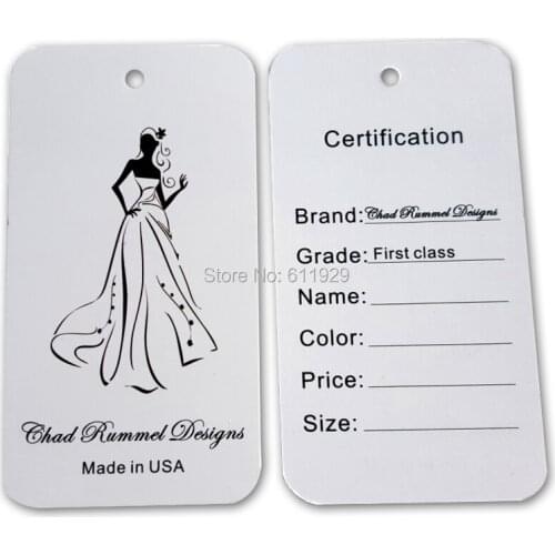 Free shipping 500pcs a lot custom wedding dress paper hang tag/clothing tag labels/garment printed tags brand main labels logo