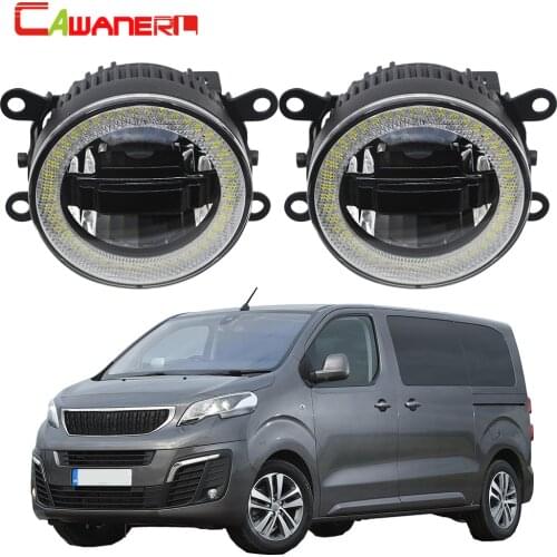 Cawanerl For Peugeot Traveller 2016 2017 2018 Car LED Lamp Front Fog Light + Daytime Running Light DRL + Angel Eye 3000LM 12V