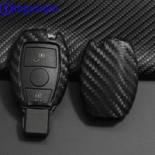 Jingyuqin 2/3 BUTTON REMOTE Car KEY FOB CASE For Mercedes benz CLS CLA GL R SLK AMG A B C S class Carbon Silicone