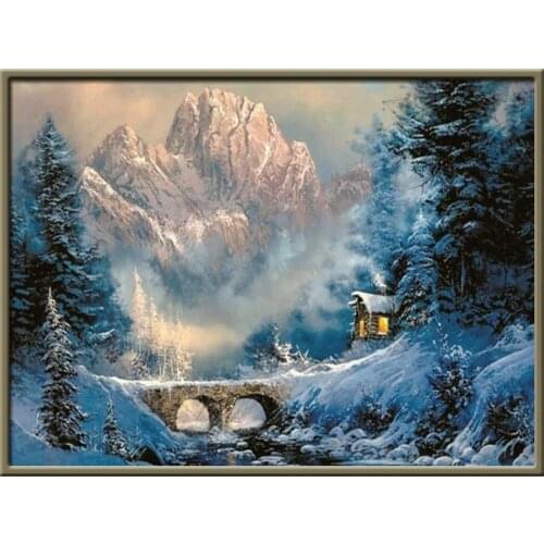 Tree Landscape DIY Cross Stitch 11CT Embroidery Kits Craft Needlework Set Cotton Thread Printed Canvas Home Dropshipping