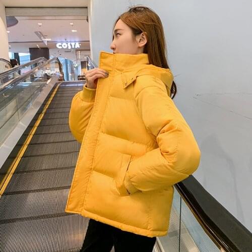 Fad Winter Woman Parkas Short Style Loose Thick Womens Jacket Hooded Plus Size Stand Collar Solid Cotton Padded Casual Coats