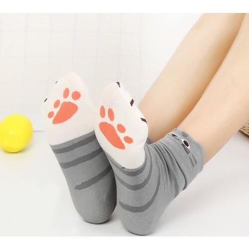 HOT Cartoon Cute Cat Paw Winter Socks Lovely Student 3D Animal Ear Medium Tube Cotton Women Socks