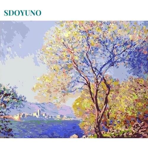 SDOYUNO 40x50cm Oil Painting By Numbers Kits Scenery Frameless Paint By Numbers Tree DIY Digital Canvas Painting Home Decoration
