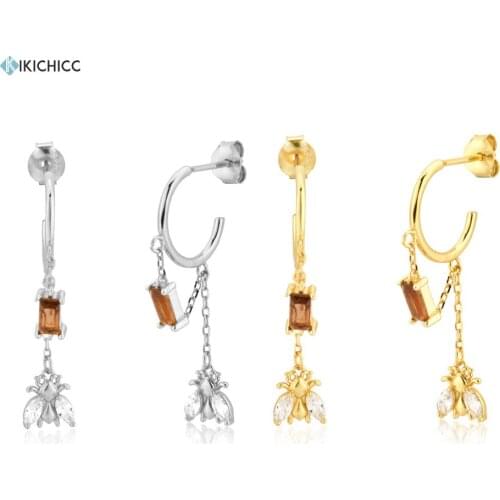 Kikichicc European 925 Sterling Silver Gold Bee Honey Chain Drop Earring New 2020 Rock Punk Fine Jewelry Fashion Jewels