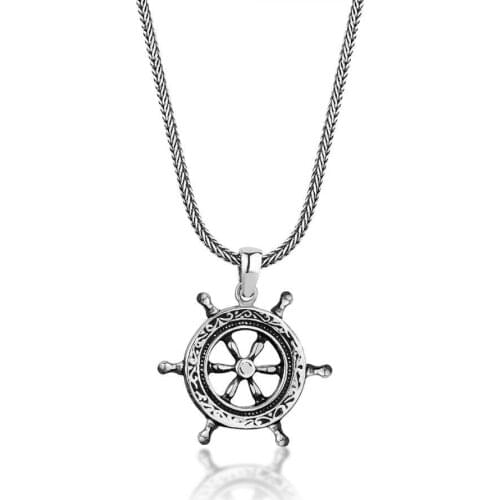 Ship Rudder With Icon Men 'S Necklace