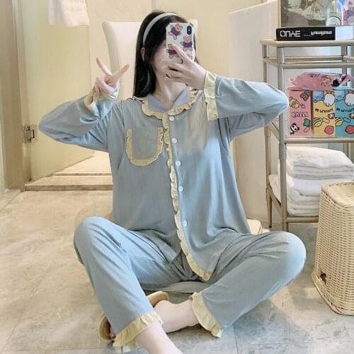 Summer Thin Ice Silk Maternity Nursing Sleepwear Sets Breast Feeding Mother Pajamas Suits for Pregnant Women Pregnancy Home Wear
