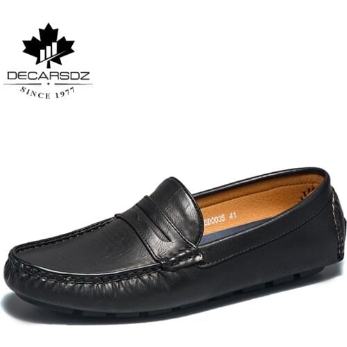 DECARSDZ Mens Shoes Fashion 2021 Spring & Summer New Style Brand Leather Men Shoes Moccasins Slip On Comfy Durable Boat Shoes