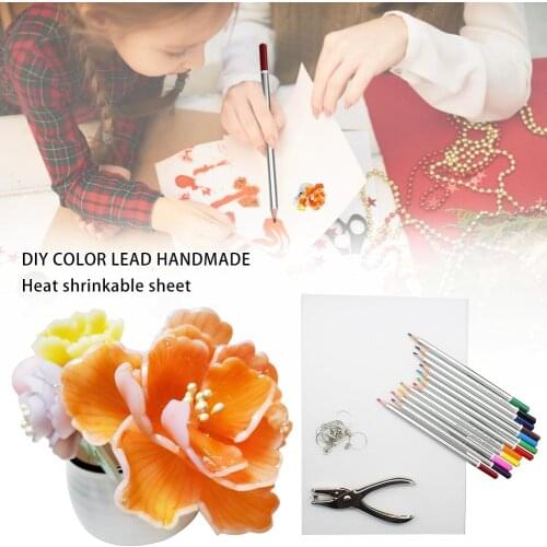 Handicraft Heat Shrink Sheet Kit Shrinky Art Film Set Include Shrinky Art Paper with Other Accessories for Kids Children