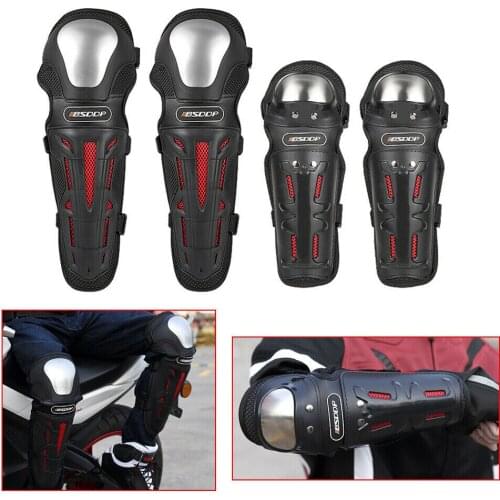 4PCS Alloy Elbow Knee Shin Pads Protector Guard Armor Fit For Motorcycle Racing Sprot Gear Accessories