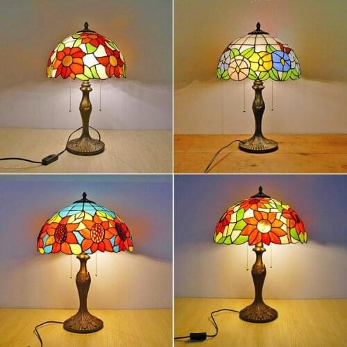 Tiffany Table Lamp Nordic Retro Classic Lamps Living Room Study Creative Idyllic Glass Bedroom Bedside Lamp
