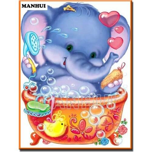 New Diy Diamond Painting full square rhinestones full diamond Bathing elephant living room craft painting Home Decoration MH537