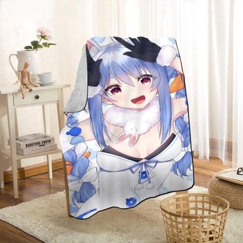 HEARMNY Usada Pekora Anime Girl Blanket Super Soft Warm Microfiber Fabric Blanket For Couch Throw Travel Adult Blanket 0603