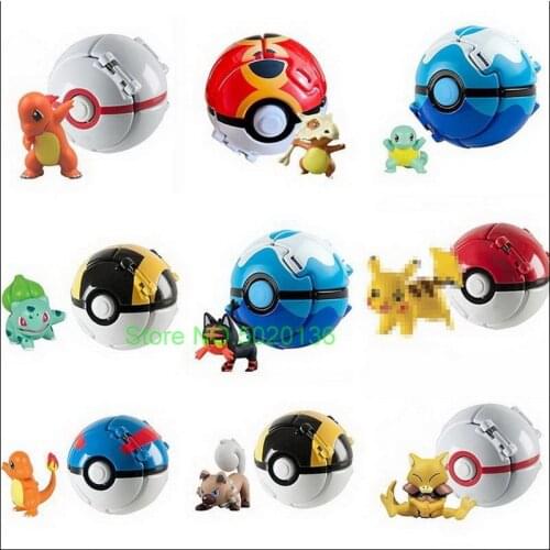 Pokemon Elf Ball Toy Anime Figure Pikachu Eevee Vulpix Squirtle Litten Pocket Monster Pokeball Pet ​Deformation Mode Kids Gift