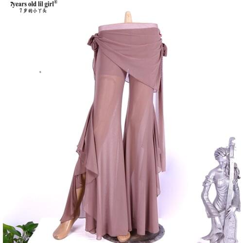 Transparent Thin Tribal Belly Dance Flare Pants With Mini Skirt Fusion Clothes GC77