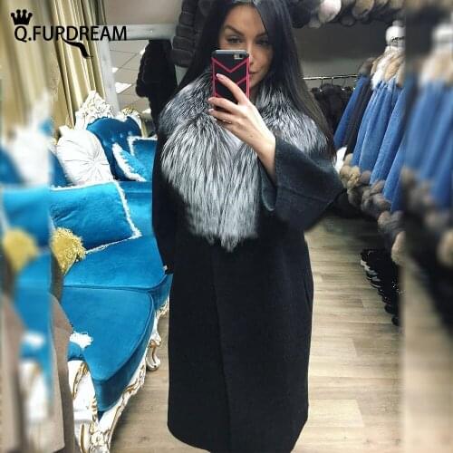 Q.FURDREAM Silver Fox Fur Coats