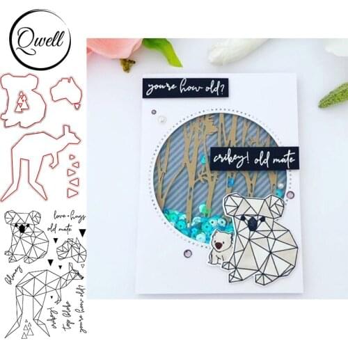 QWELL Kangaroo Metal Cutting Dies Match Clear Stamps Origami Bear Old Mate Friends For DIY Scrapbooking Craft 2020 New