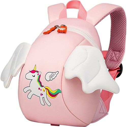 2019 New Pink Unicorn School Bags for Girls Cute Angel Wings Design Toddler Children School Backpacks Waterproof Mochila Escolar