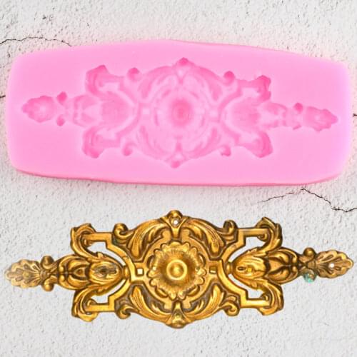 Baroque Scroll Daisy Flower Border Silicone Mold Relief Cupcake Baking Candy Chocolate Fondant Mold Wedding Cake Decorating Tool