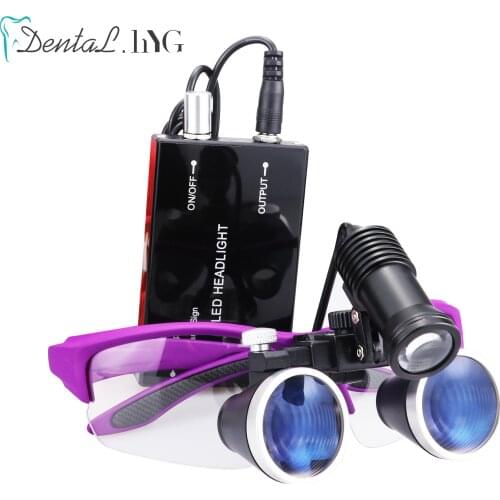 2.5X/3.5X 420 mm Dental Loupe Magnifier Binocular Magnifier Surgery Surgical Medical Operation Loupe with Spotlight Head Light