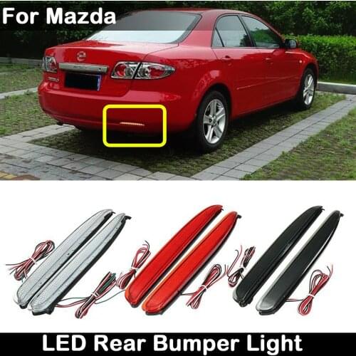 2Pcs Smoked Lens Red Lens Clear Lens LED Rear Bumper Reflector Brake Stop Light Running Lamp For Mazda 6 2003-2008
