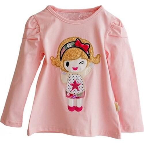 Long Sleeve Princess Tops Girls Clothes Spring Summer Toddler Girls T-shirt Cute Cartoon Girls Cotton Basic Shirts DQ422
