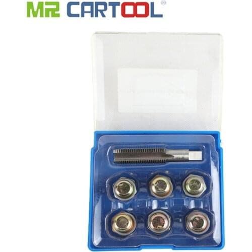 MR CARTOOL Engine Care 7 Pcs Oil Pan Thread Repair Set Oil Pan Drain Sump Plug Key Thread Repair Tool Kit M15 X 1.5