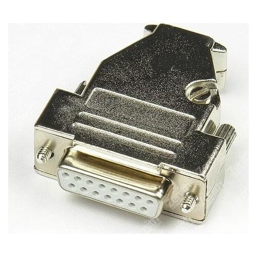 Top D-Sub 15-pin DB15 connector (female) solid pin module + removable metal housing