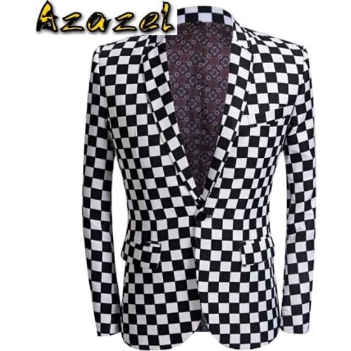 Spring and Autumn Mens Fashion Print Blazers Single Korean Slim Men Nightclub Personality male singer hairdresser male suit 5XL