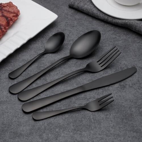 Fork spoon Stainless Steel Black Cutlery Tableware Set Wholesale Western Portable Silverware Set Container for Food