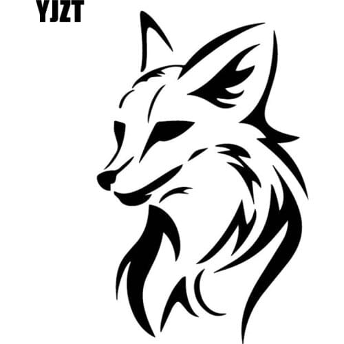 YJZT 10CM*15.8CM Fox Head Creativity Decoration Car Door Car Sticker Vinyl Decal Black/Silver C4-1696