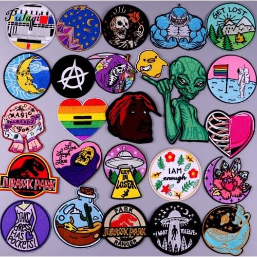 Flower Animal Skull Badges Clothe Embroidery Patch Applique Ironing Clothing UFO DIY Sewing Supplies Decor Patches For Clothing