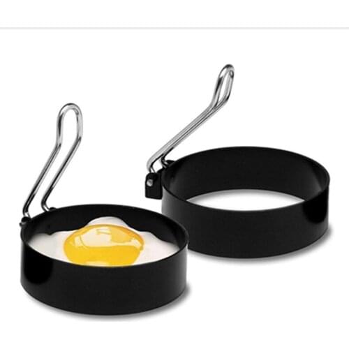 1pc Nonstick Stainless Steel Handle Round Egg Rings Shaper Pancakes Molds Ring Round Egg Fried Frying Molds Kitchen Tools