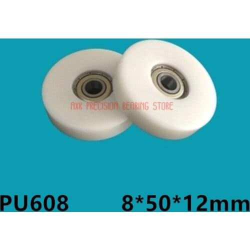 10PCS 8*50*12mm Plastic Bearing Roller POM POM Embedded 608 Diameter 50 Flat Wheel