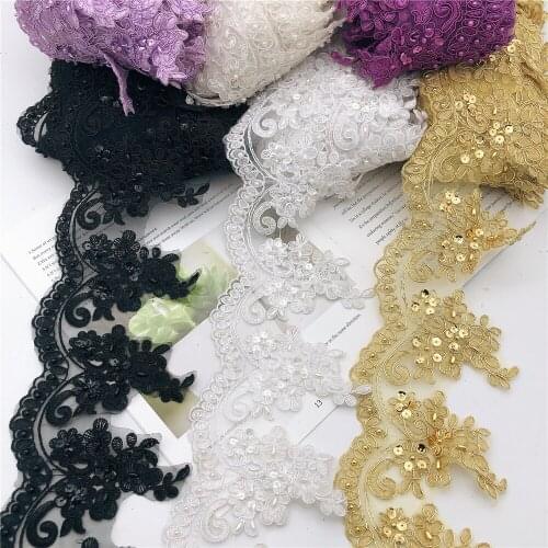 14yards Pearl Beaded Daimonte Bridal Wedding Applique lace Trim Edging evening dress Costume