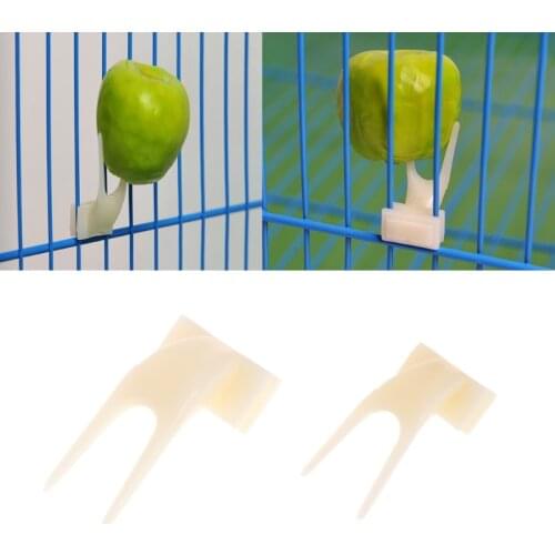 2Pcs Birds Parrots Fruit Fork Pet Supplies Plastic Food Holder Feeding On Cage K1MF