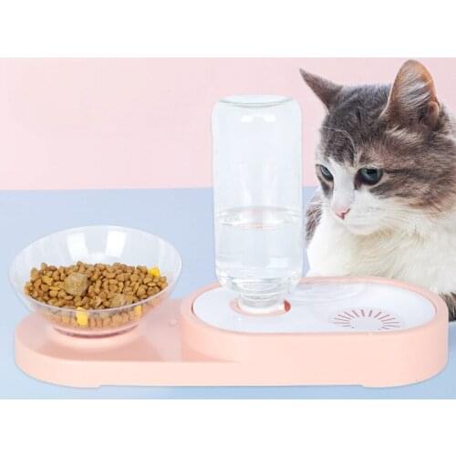 2 in 1 Pet Bowl Dog Cat Automatic Water Container Food Dispenser Cat Feeder Food Bowls Storage with Waterer Pet Supplies