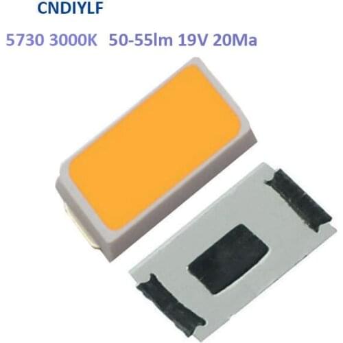 2017 New Arrive CRI 80+ SMD 5730 LED 100Pcs 3000K(Warm White) 19.2-19.6V 20ma 50-55lm Fast Delivery