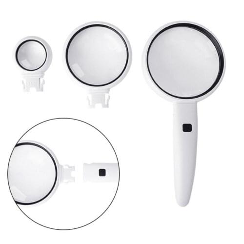 3.5X 5X 11X Three Lenses Reading Magnifying Glass Illuminated Magnifier Handheld Office Loupe with 2pcs LED Lamps