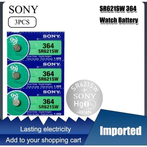 3pcs/lot RETAIL LONG LASTING 364 SR621SW V364 SR60 SR621 AG1 Watch Battery Button Coin Cell MADE IN JAPAN 100% Original Brand