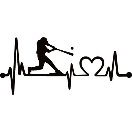 40609# Die-Cut Vinyl Decal Baseball Guy Batting Heartbeat Lifeline Car Sticker Waterproof Auto Decors on Car Body Bumper Rear Wi