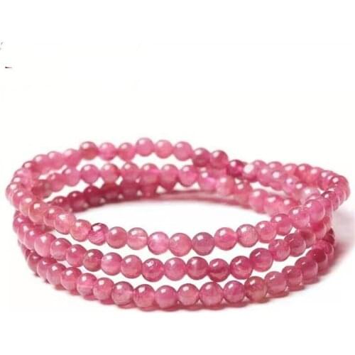 5mm Genuine Natural Tourmaline Crystal Bracelet Fashion Colorful Jewelry Round Bead Gem Stretch Bracelets