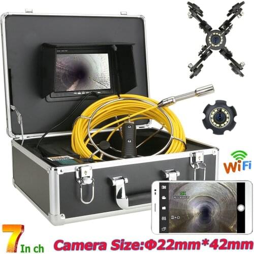 7" Monitor Pipe Inspection Video Camera,WiFi Wireless DVR IP68 HD 1000TVL Drain Sewer Pipeline Industrial Endoscope System